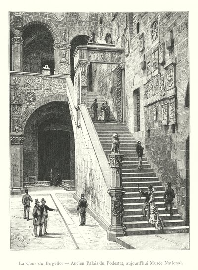 バルジェッロの中庭（旧ポデスタ宮殿、現国立博物館）（エングレービング 作： Italian School