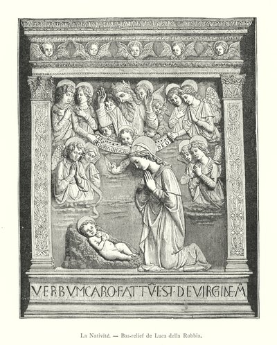 ルカ・デッラ・ロッビアの浅浮彫り「ラ・ナチュビテ」（彫刻作品 作： Italian School