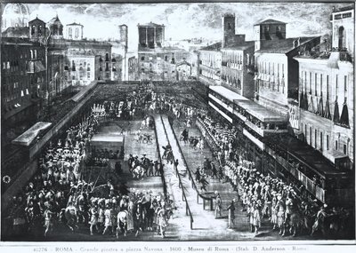 ナヴォーナ広場での大規模なトーナメント、1610年頃 作： Italian School