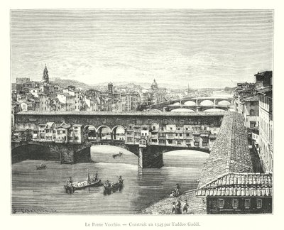 Taddeo Gaddiによって1345年に建設されたヴェッキオ橋(彫刻) 作： Italian School