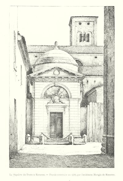 ラヴェンナのダンテの墓、1780年に建てられたファサード、ラヴェンナの建築家モリジアによるもの（彫刻 作： Italian School
