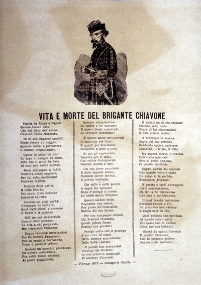 Chiavoneの強盗を題材にした人気曲の歌詞 作： Italian School