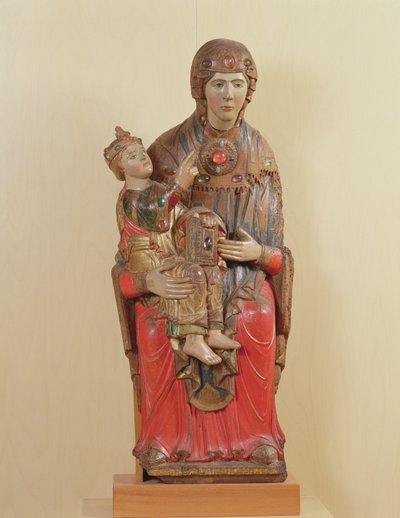 マドンナダクート（塗装済み木材、色付きガラス、宝石） 作： Italian School