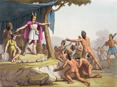 マンコキャパックとクイーンママオクロが野蛮人を集める、1820年頃 作： Italian School