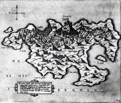 ヴェネツィアの対トルコ拠点であるザンテ島の地図 作： Italian School
