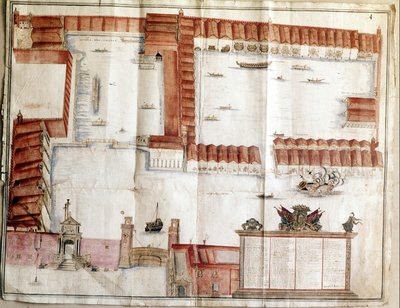 1580年のヴェネツィア・アーセナルの地図。 作： Italian School