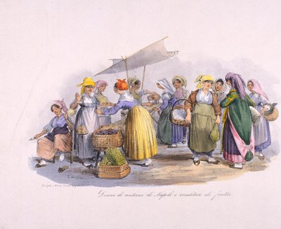 ナポリの市場の風景、彫刻、イタリア 作： Italian School