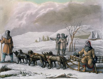 カムチャツカの男、犬そり、コストゥミデイ...ジュリオフェラーリオ作、1820年代〜30年代 作： Italian School