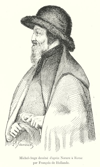 ローマの自然から描かれたミケランジェロ by フランシス・オブ・ホランド（エングレーヴィング 作： Italian School
