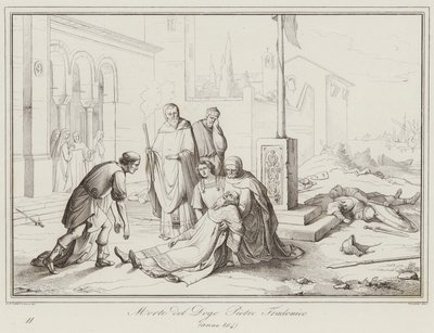 ドージェ、ピエトロ・トラドニコの死（864年）（エングレーヴィング 作： Italian School