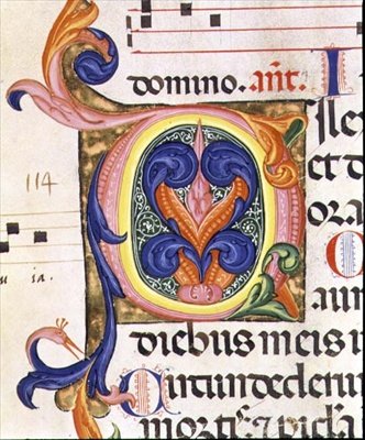 Ms 559 f.206v サンタ・マリア・ノヴェッラの詩篇から、パオロ・ソルディーニ(1342-86年)によって彩色された歴史的な頭文字「O」 1379年（ベラム製） 作： Italian School
