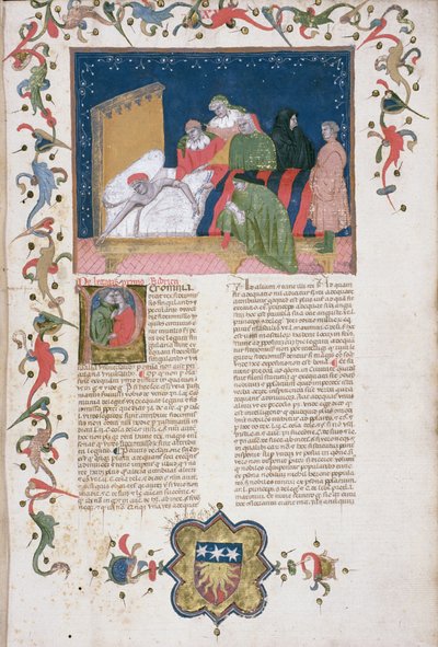 Ms Hunter 6 f.1r 意志を固める男、Bartoli de Saxoferrato (1314-57) 作「Lectura super Infortiato」より (ベラム) 作： Italian School