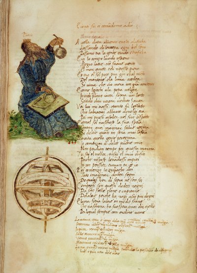Ms Ital 483 P.4.7 f.155v 大プリニウス (23-79 AD) ファツィオ デッリ ウベルティ (ベラム) の「ディッタモンド」より 作： Italian School