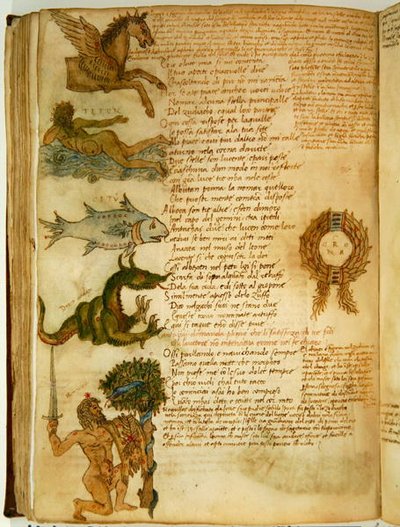 Ms Ital 483 P.4.7 f.159v 星座、Fazio degli Uberti 作「Dittamondo」より (ベラム) 作： Italian School