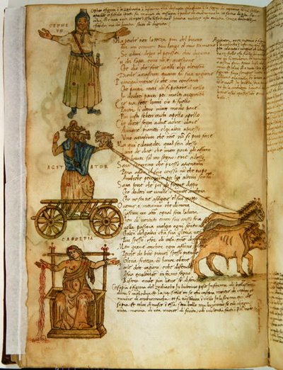 Ms Ital 483 P.4.7 f.160r ケフェウスとカシオペア、ファツィオ デッリ ウベルティ作「ディッタモンド」より (ベラム) 作： Italian School