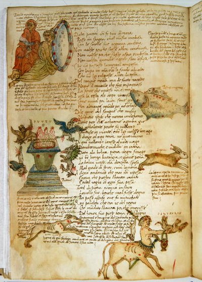Ms Ital 483 P.4.7 f.162v 星座、Fazio degli Uberti (vellum) の「Dittamondo」より 作： Italian School