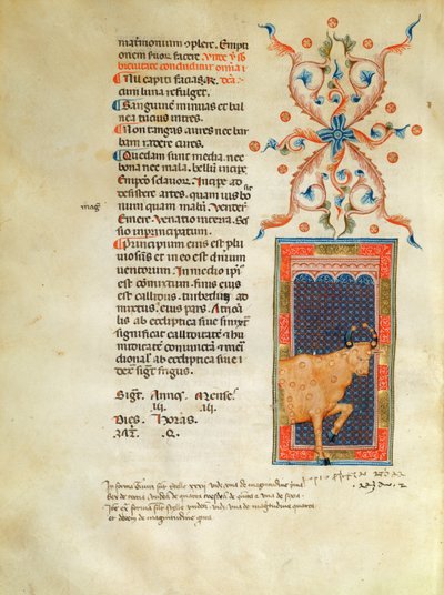 Ms Latin 7272 fol 113 4月の照明付きカレンダーページ 作： Italian School