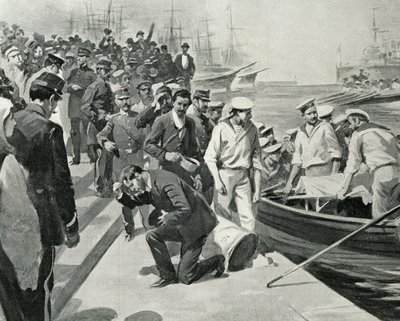 ルーマニアのコンスタンツァ港に上陸したロシア戦艦ポチョムキンの反乱（1905年7月23日付イタリア版「L