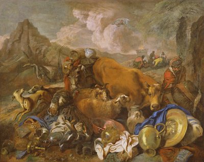 ノアは箱舟を離れる際に犠牲を払う 作： Italian School