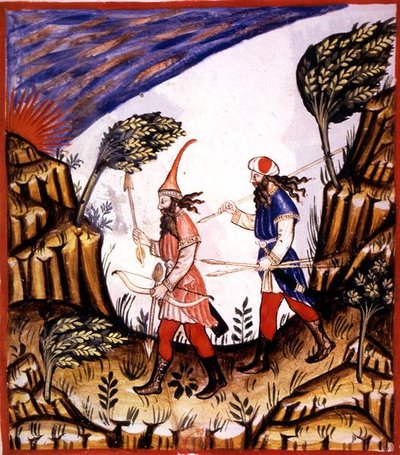 Nova 2644 fol.57v 「Tacuinum Sanitatis」から「西風」（ベラム製） 作： Italian School