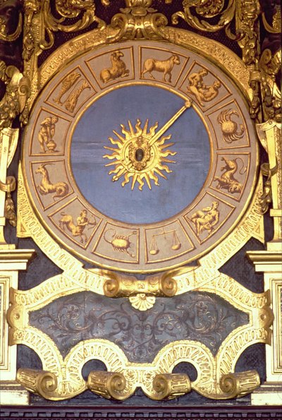 Orologio Zodicale (Orologio Zodicale (Zodiac Clock)) (フレスコ画と金箔張りの木) 作： Italian School