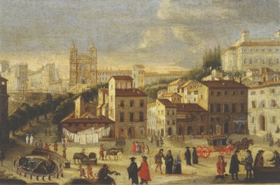スペイン階段とトリニタデイモンティ 作： Italian School