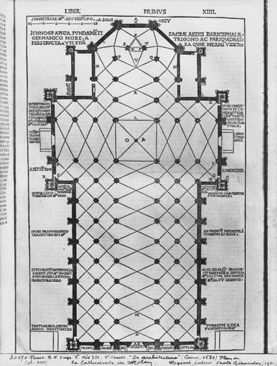 ミラノ大聖堂の平面図、Vitruvius、コモ、1521年のDe Architecturaのイラスト 作： Italian School