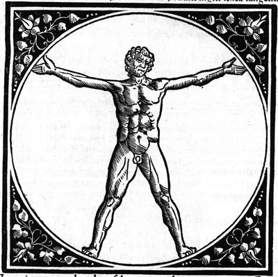 ローマの建築家Marcus Vitrubius Pollio dit Vitruvio (紀元前1世紀)の建築を扱った書籍「De architectura」からの一枚。1536年、ペルージャのジャンバティスタ・カポラリによるイタリア版。 作： Italian School
