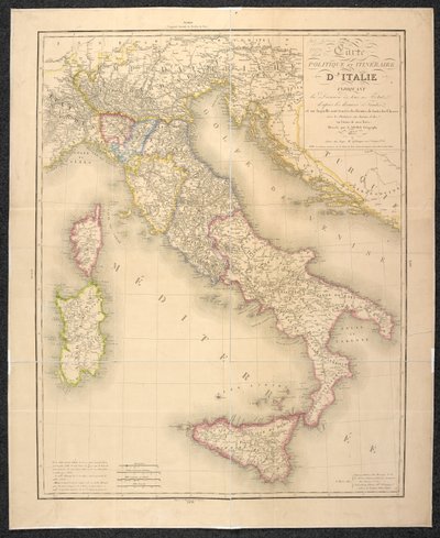 イタリアの州の区分を示す政治地図 作： Italian School