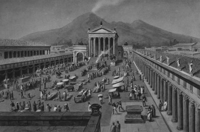 ポンペイ：市民フォーラム（リトグラフ 作： Italian School