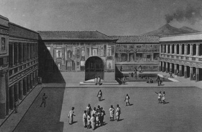 ポンペイ：スタビアーノ浴場の内部（リトグラフ 作： Italian School
