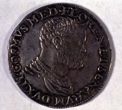 メディチ家のコジモ1世（1519-74）の肖像メダル 1557-68（銀製） 作： Italian School