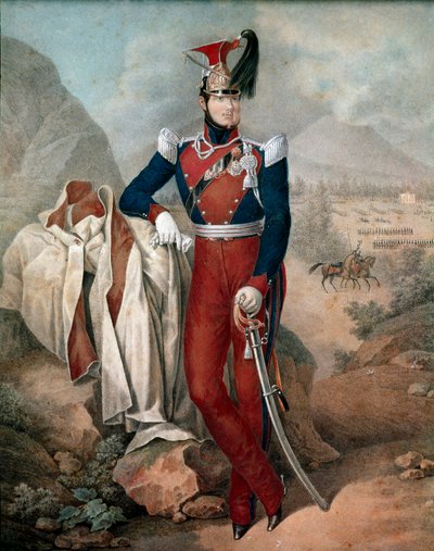 フェルディナンド2世（フェルディナンド・カルロ）（1810-1859）の肖像（2つのシチリアの王）匿名の水彩画。19世紀 ナポリ国立サンマルティーノ美術館 作： Italian School