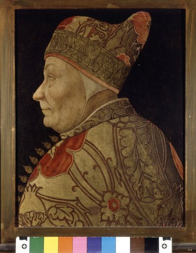 フランチェスコ・フォスカリ (1373 - 1457)、ヴェネツィアのドージェの肖像。 木に絵を描く。 SD。 ベニス コッレール美術館 作： Italian School