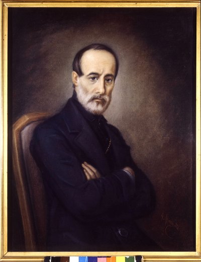 ジュゼッペ・マッツィーニ（1805年または1808年～1872年）の肖像。19世紀の絵画。リソルジメント博物館。ミラノ 作： Italian School