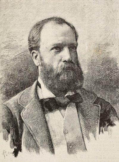 ドイツの歴史家、カール・ヒルブランド（1829-1884）の肖像、シェンボシュの写真からリエラが彫ったもの、『L