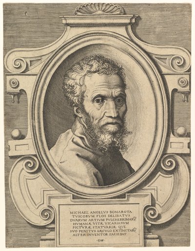 ミケランジェロの肖像、パブ。C. 1564 （彫刻 作： Italian School