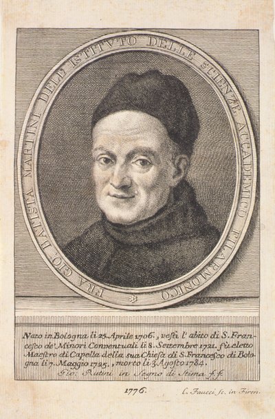 ファウッチによって彫刻されたジョバンニバティスタマルティーニ神父の肖像画（1706〜84年）、1776年 作： Italian School