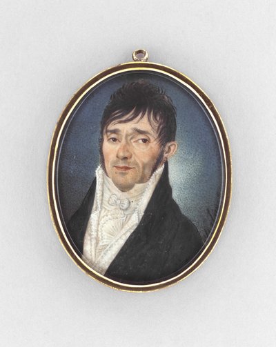 男の肖像、1810年頃（象牙の水彩画） 作： Italian School