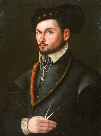 コースを突き刺すための仕切りを備えた航海士の肖像、c.1560 作： Italian School