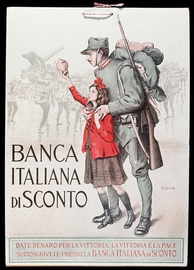 1917-18年のイタリア割引銀行のはがき 作： Italian School