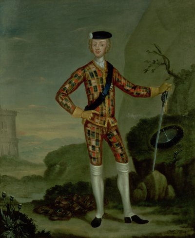 チャールズエドワード王子（ボニー王子チャーリー、1720-88年）、タータン 作： Italian School
