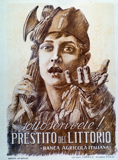リットリオ・ローンの宣伝用ファシスト・ポスター 作： Italian School