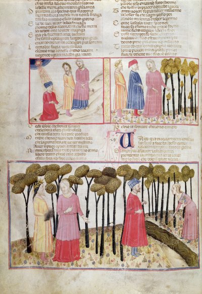 Purg.XXVIII f.47vバージルが休暇を取って、Dante Alighieri（1265-1321）によるThe Divine Comedyから 作： Italian School