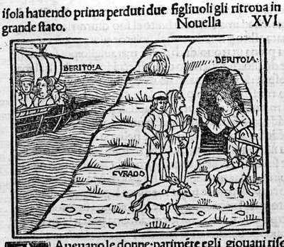 リート・デ・ベリトライタリアの作家、Giovanni Boccaccio dit Jean Boccaccio (1313-1375)の「デカメロン」のニュース16（2日目の新6）の挿絵。Decamerone ouer Cento nouelle" Venice, Bartolomeo de 