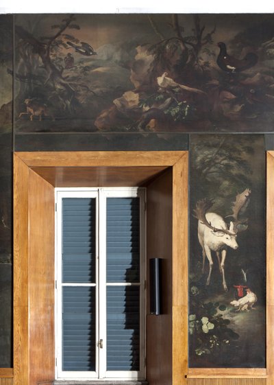 トナカイ、オンドリ、その他の動物、オルフェウスの神話 作： Italian School