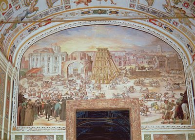 ネロのサーカスからのオベリスクの除去 作： Italian School