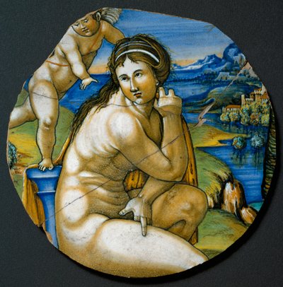 ヴィーナスを表現しています。イタリア・ファエンツァで制作された陶板。1530年頃 フィレンツェ、バルジェッロ美術館 作： Italian School