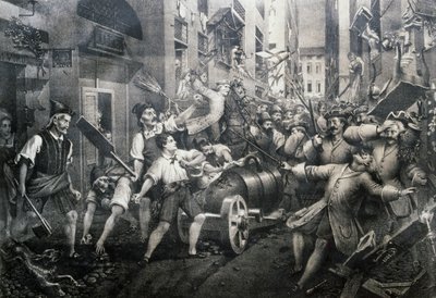 1746年にジェノバのポルトリア地区で起きたオーストリア軍に対する反乱、Giovan Battista Perasso (1735-1781) が率いた。 作： Italian School