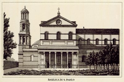 ローマ：セントポール大聖堂（リトグラフ 作： Italian School